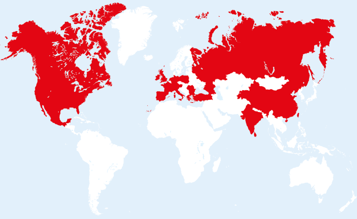 A map representing the diversity of nationalities of SIB employees